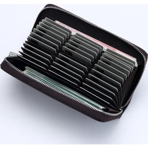 36 slots Genuine leather Men card holder Cowhide Big Size portable card phone holder Long RFID Credential holder For bank cards