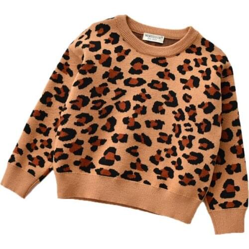 Kids Baby Boys Sweaters Leopard Knitted Pullover Casual Long Sleeve Childrens Tops Toddler Boy Clothes Baby Girl Clothes