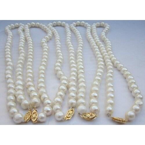 Hot New 7-8mm 5PCS Akoya AA white Cultivation pearl necklace earring gift