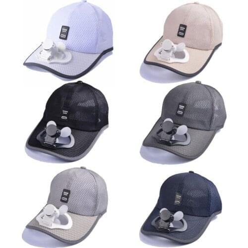 KLV Adult Summer Sunscreen Baseball Cap with USB Rechargeable Mini Cooling Fan Breathable Mesh Fishing Adjustable Trucker Hat