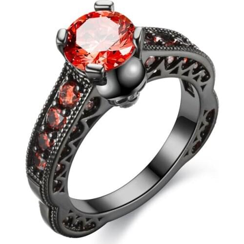 Skull Ring Black Color Wedding & Engagement Crystal Ring Jewelry For Women Jewelry Dropshipping