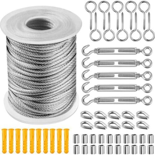 30/20/15/10 M Outdoor Light Hanging Kit Wire Rope Steel PVC Coated Flexible Wire Rope Clothesline Cable Acero Tendedero Ropa