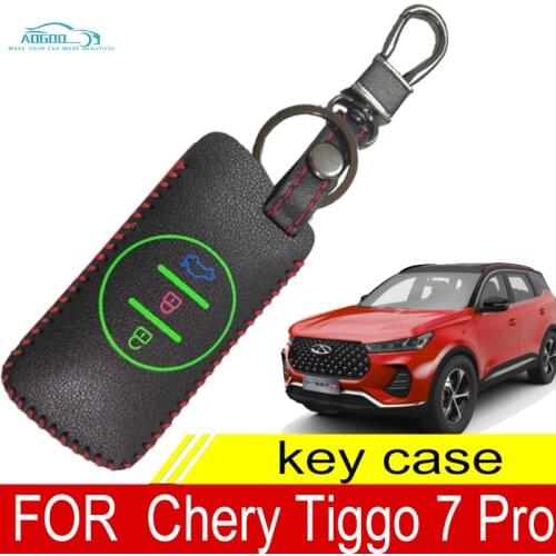 Leather Car Key Cover Case Shell For Chery Tiggo 7 Pro 8 Arrizo 5 Gx 5x eQ7 2020 Auto Accessories