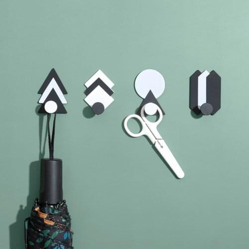 Nordic Wrought Iron Hooks Geometric Door Wall Hook for Bathroom Office Kitchen Hat Coat Towel Hanger Key Holder Wall Decoration