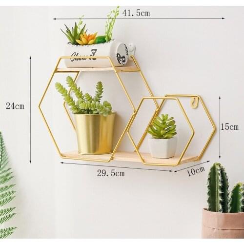 Best Wooden Gold Storage Racks Hanging Decor Storage Box Flower Pot House Storage Rack Wall Book Figurines Display Craft Shelves
