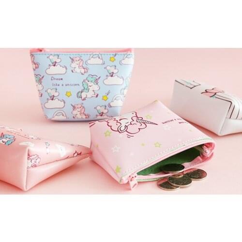 Cute Women Girl Unicorn Coin Purses Holder Animal Printing Women Mini Change Wallets Money Bag Coin Bag Children Zipper Pouch