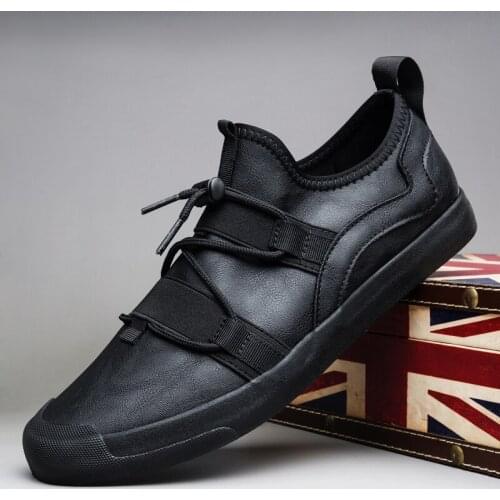 Lazy Recreational Leather Shoes Men Casual Shoes Wet Elastic Mens Shoes Fall 2021 New Sneakers