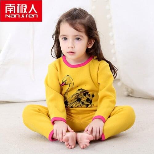 NANJIREN 0-2year Baby Girl Clothes Gold Fleece Long Johns Child Winter Cotton Warm Pajamas Thicken Cartoons Thermal Underwear