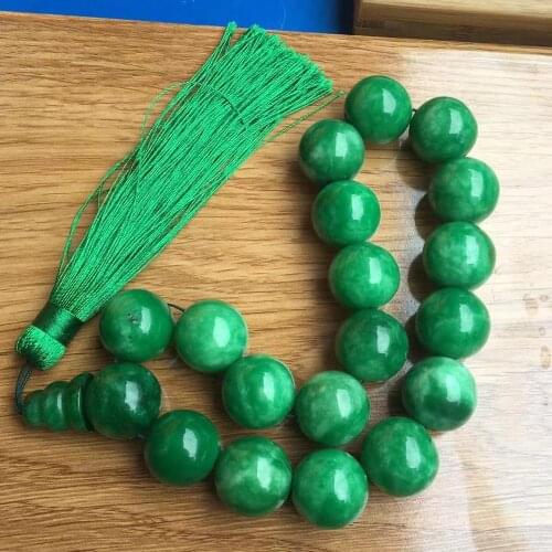 Natural green jade bracelets beads jasper jadeite jade bracelet with tassel rosary for prayer men emerald Jade bangles
