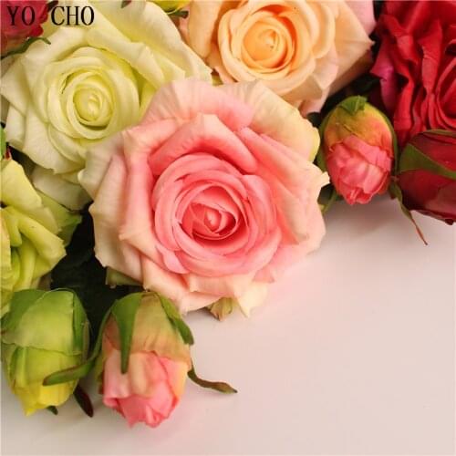 YO CHO Delicate Home Decorative Flower DIY Bridesmaid Sister Flowers Silk Artificial Flowers Birthday Gift Wedding Bouquet Decor