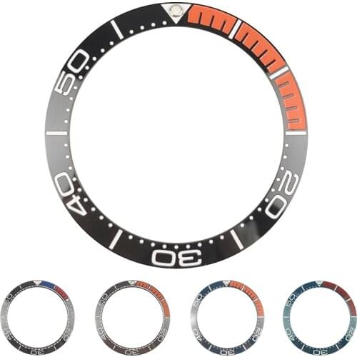 New 38mm High Quality Black/orange Ceramic Bezel Insert For Sea master SKX007 SKX009 Divers Mens Watches Luminous pip