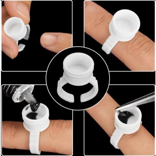 200sets Disposable Makeup Ring Tattoo Ink Eyebrow Lip Tattoo Pigments Holder Rings Container/Cup