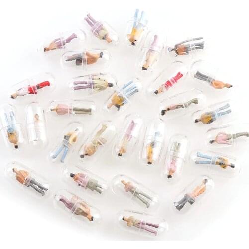 20pc Plastic Transparent Capsule Pill Humanoid Medince Pill Bottle Shape Figurines Make Earring Jewelry Accessories