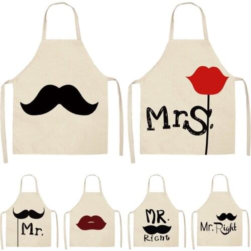 Valentines Day Gifts Lover Couples Kitchen Aprons Unisex Party Cooking Bibs Cotton Linen Pinafore Cleaning Tools Apron for Men