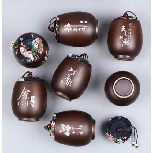Purple Sand Tea Caddy Sealed Small Portable Firewood Burning Tea Jar Ceramic Pot Pu'er Tea Storage Canister Household Empty Cans
