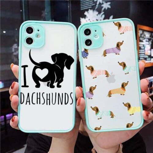 Dachshund Silhouette Dog luxury Phone Cases funda matte transparent For iphone 7 8 11 12 plus mini x xs xr pro max cover