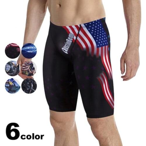 Five-point mens swimming trunks sexy beach sport running boxer shorts quick dry swimwear male swim surfing training underpants