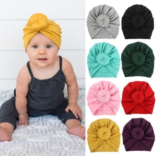 Newborn Baby Toddler Hats Soft Stretchy Solid Color Turban Caps Cotton Warm Beanie Hat for Boys Girls Hair Accessories Headwear