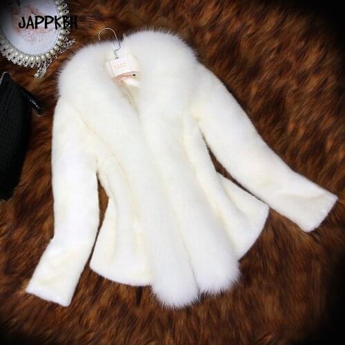 Faux Mink Fur Coat Women 2020 Autumn Winter Jackets Female Casual Warm Faux Fox Fur Collar Coat Vintage Plus Size Slim Cloth