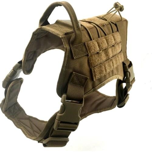 Tactical Dog Hunting Harness Vest Molle System Water Resistant Vest Harness Service Comfortable Dog Training Harness with Handle