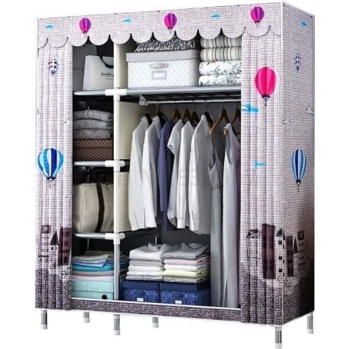 Cloth wardrobe rental room household bedroom cabinet assembly cloth wardrobe storage hanging wardrobe