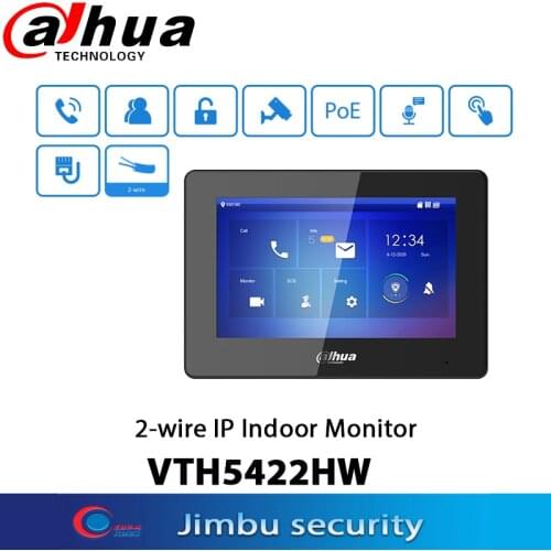 Dahua Video Intercom PoE VTH5422HW H.265 and H.264 video coding 7" TFT capacitive touch screen 2-wire IP Indoor Monitor