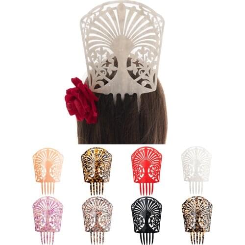 Vintage High Hair Combs Colorful Acetate Hair Accessories Faux Tortoise shell Hair clips Flamenco Headdresses Women jewelry gift