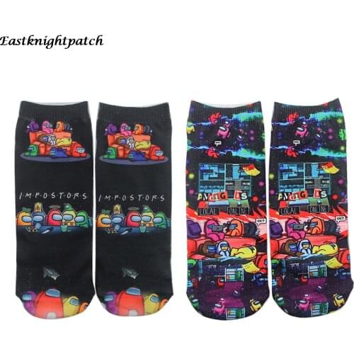E2455 Funny Game Short Socks Cartoon Cotton Ankle Breathable sock For Women Man Kids Gift