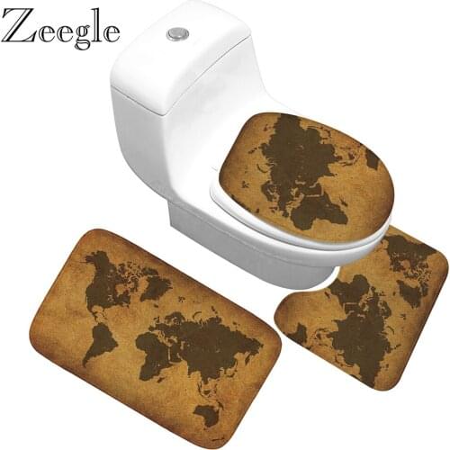 Zeegle Funny Bathroom Carpet Set Washable Shower Carpet Decor Toilet Seat Tank Cover Rug Soft Toilet Mat Foot Rug