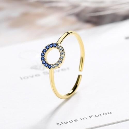 Ring female fashion personality net red blue zirconium opening index finger ring female simple temperament ring wholesale
