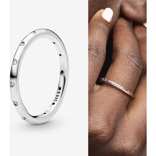 100% 925 Sterling Silver Pan Ring Elegant Double Heart Ring For Women Wedding Party Gift Fashion Jewelry