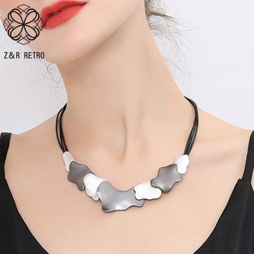 Trendy Necklace Jewelry for Women Rope Chain Black Leather necklaces & pendants Suspension Vintage 2020 Christmas Gift Wholesale