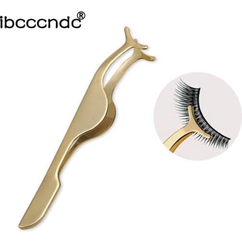 1Pcs False Eyelash Tweezers Fake Eye Lash Applicator Eyelash Extension Curler Nipper Auxiliary Clip Clamp Makeup Forceps Tools