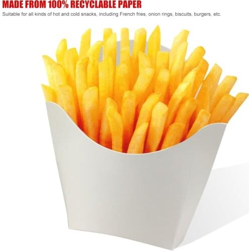 100pcs Disposable White French Fries Box Fried Chicken Hamburger Packing Box Fast Food Oil-proof Folding Packing Box