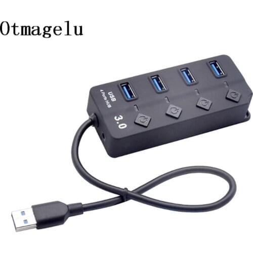 4 Port USB 3.0 Hub with Independent Switch USB Hub Expander USB Type Splitter Adapter For Macbook PC Laptop Computer Accessories