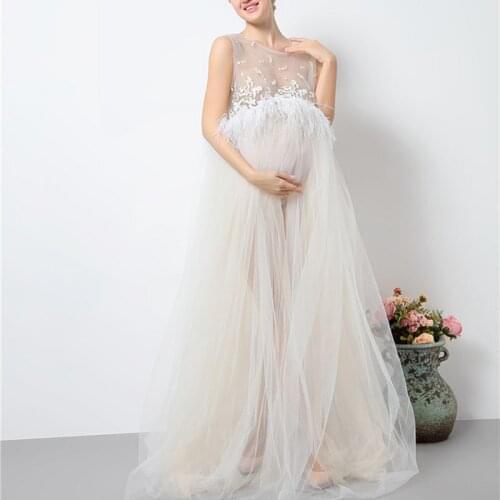 Maternity White Lace Dresses for Baby Showers Pregnancy Photography Props Clothes Pregnant Women Gown Photo Shoot Dress Costume