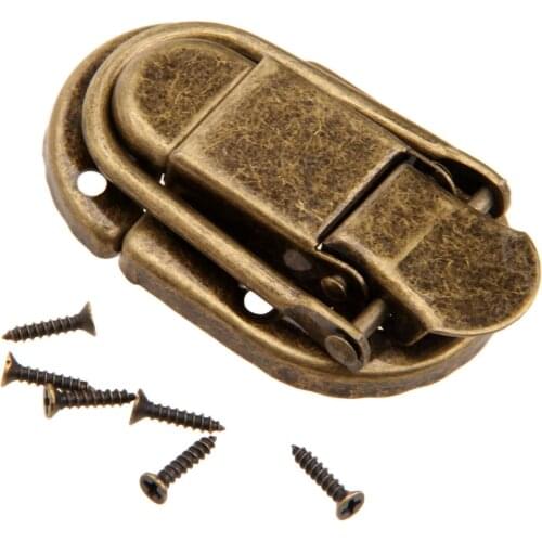 5sets Iron Latch Hasp Hook Lock screws Clasp Buckle Decorative Antique Brass 60x34mm Drawer Box Case Chest Hardware