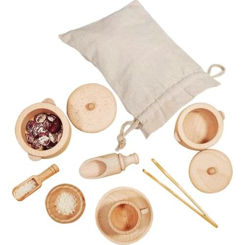 Baby Wooden Montessori Toy Beech Wooden Simulation Kitchen Tableware Tea Pot Tea Cups Childrens Goods Toys For Toddlers Gifts