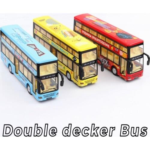 Double desk Saving Tram 1:32 Scale Metal Simulation Toy Voice Broadcast Bus Alloy Car Gift For Children Boys Speelgoed