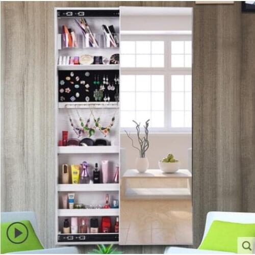 Dressing mirror home full body mirror jewelry storage cabinet cloakroom wall hanging side pull wall fitting mirror