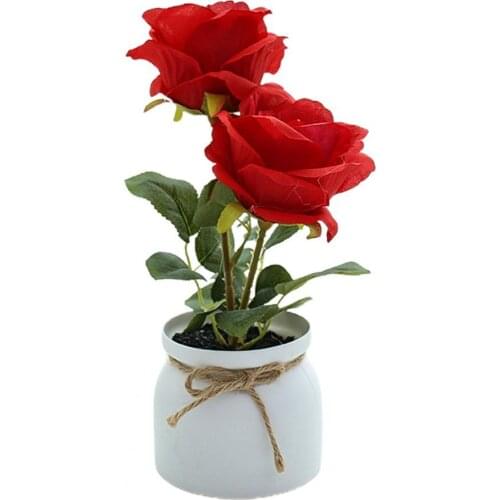 60% Hot Sale 1 Set Fake Flower Simulation Wear-resistant Plastic Everlasting Artificial Flower Pot for Home Garden Decor