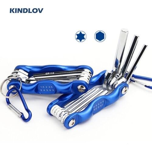 KINDLOV Hex Wrench 8/9Pcs Adjustable Spanner Folding Allen Key Set Torx Hexagon Screwdriver Repair Bicycle Portable Hand Tools
