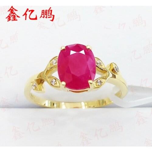 18 k gold inlaid natural Burmese ruby ring female1.9 carats