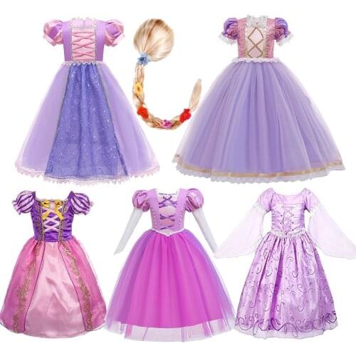Girls Rapunzel Halloween Costume 6 Styles Tangled Birthday Party Princess Dress Up Clothes Children Carnival Outfit Frock Attire