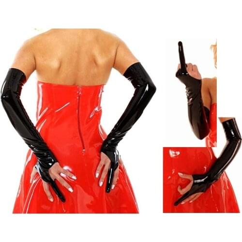 Latex Gloves Long to Shoulder or Elbow mitten ONE finger sexy Slim PINK black