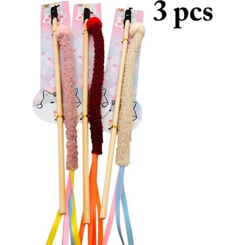 Legendog 3Pcs Cat Teasing Wand Toys Long Tassel Cat Wand Toy Kitten Teaser Interactive Toy Pet Supplies Pet Accessories