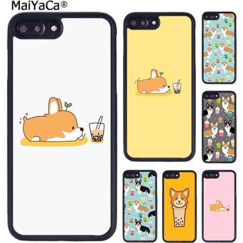 MaiYaCa Corgi and Bubble Tea Phone Case Cover For iPhone 5 6S 7 8 plus 11 12 Pro X XR XS Max Samsung Galaxy S6 S7 S8 S9 S10 plus