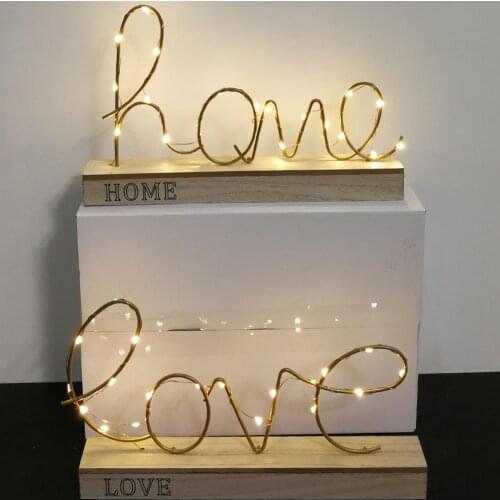 Desktop Art Decoration Lamp Neon Sign Table Light With Base Stars, Home Love Letter-shaped Wrought Iron Shaped Decorative Lights