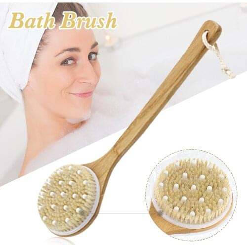 Natural Bristle Bath Brush Exfoliating Wooden Body Massage Shower Brush SPA Woman Man Skin Care Dry Bamboo Body Brush for Back