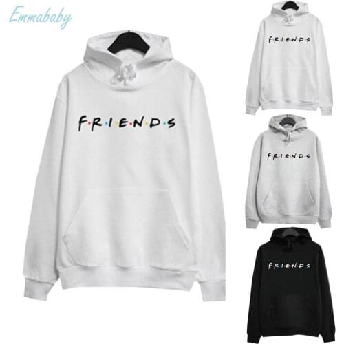 New Social Harajuku Hoodies For Girls Friend letter Hooded Tops Womens Sweatshirt Long-sleeved Winter Velvet Thickening Coat